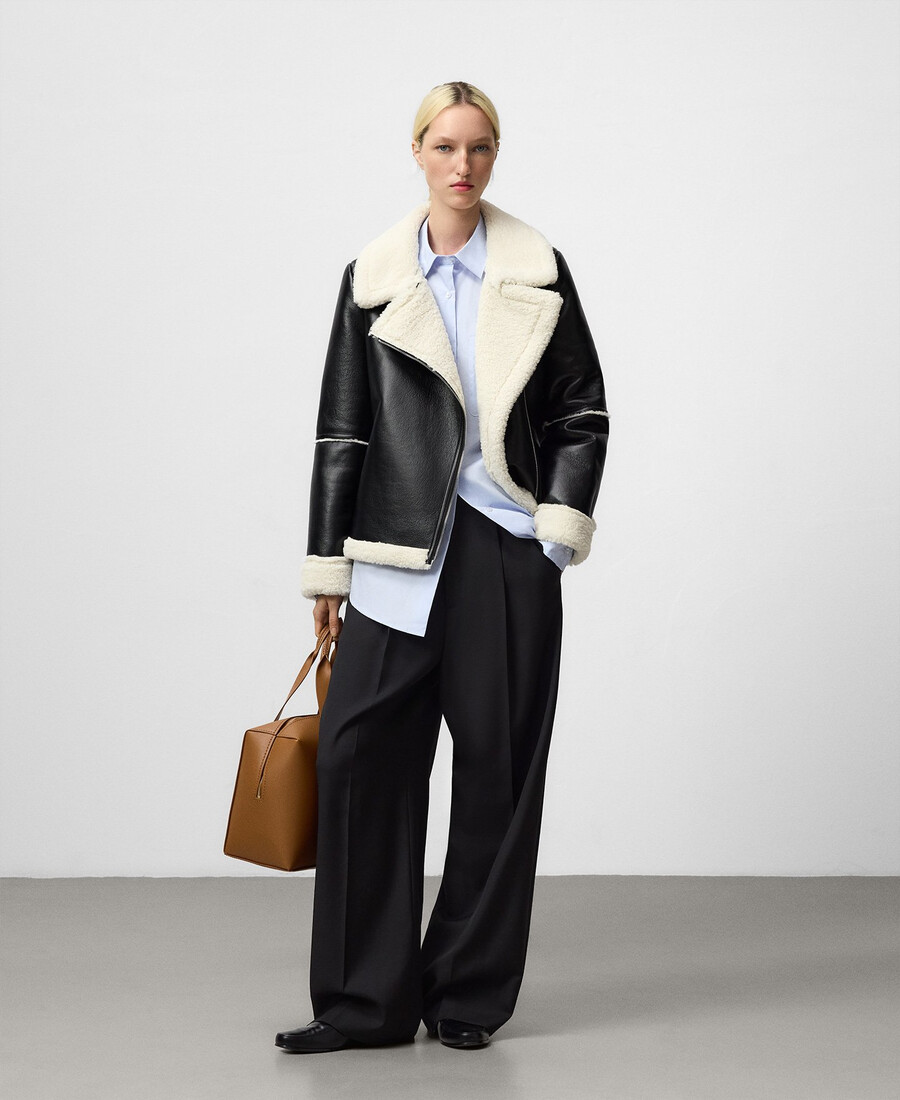 doppelseitige jacke aus nicht-ledernem material für damen