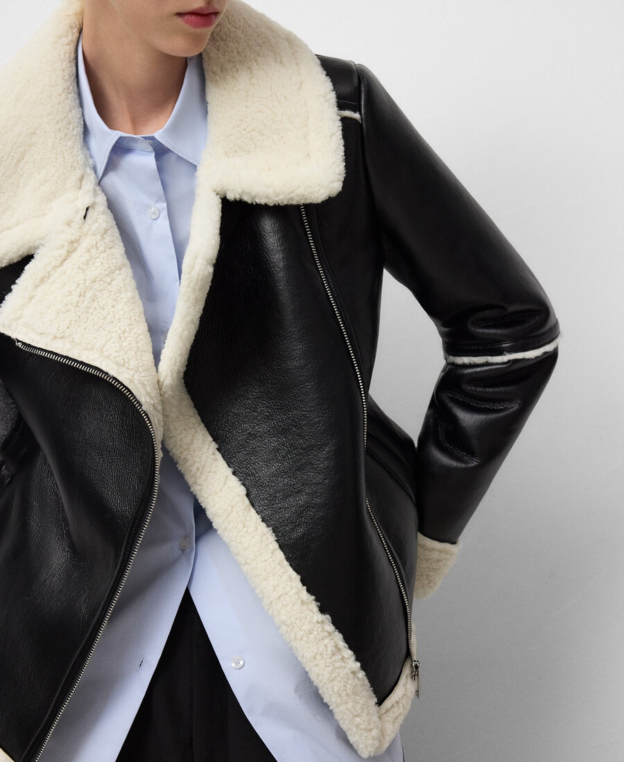 doppelseitige jacke aus nicht-ledernem material für damen
