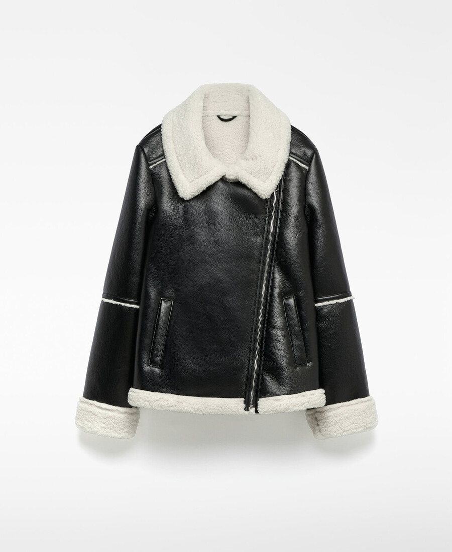 doppelseitige jacke aus nicht-ledernem material für damen