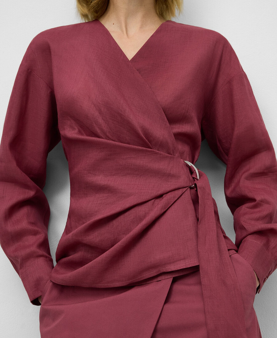 ramie-wickelhemd für damen