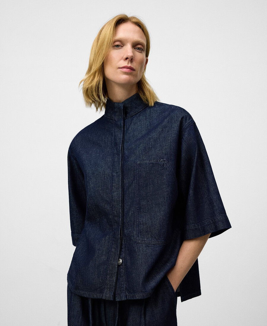 kastenförmiges jeanshemd aus baumwolle für damen