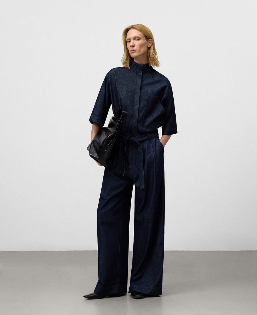 kastenförmiges jeanshemd aus baumwolle für damen