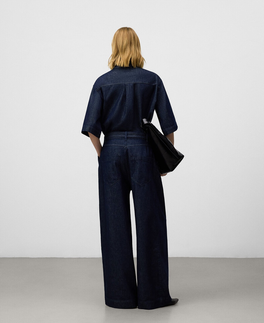 kastenförmiges jeanshemd aus baumwolle für damen