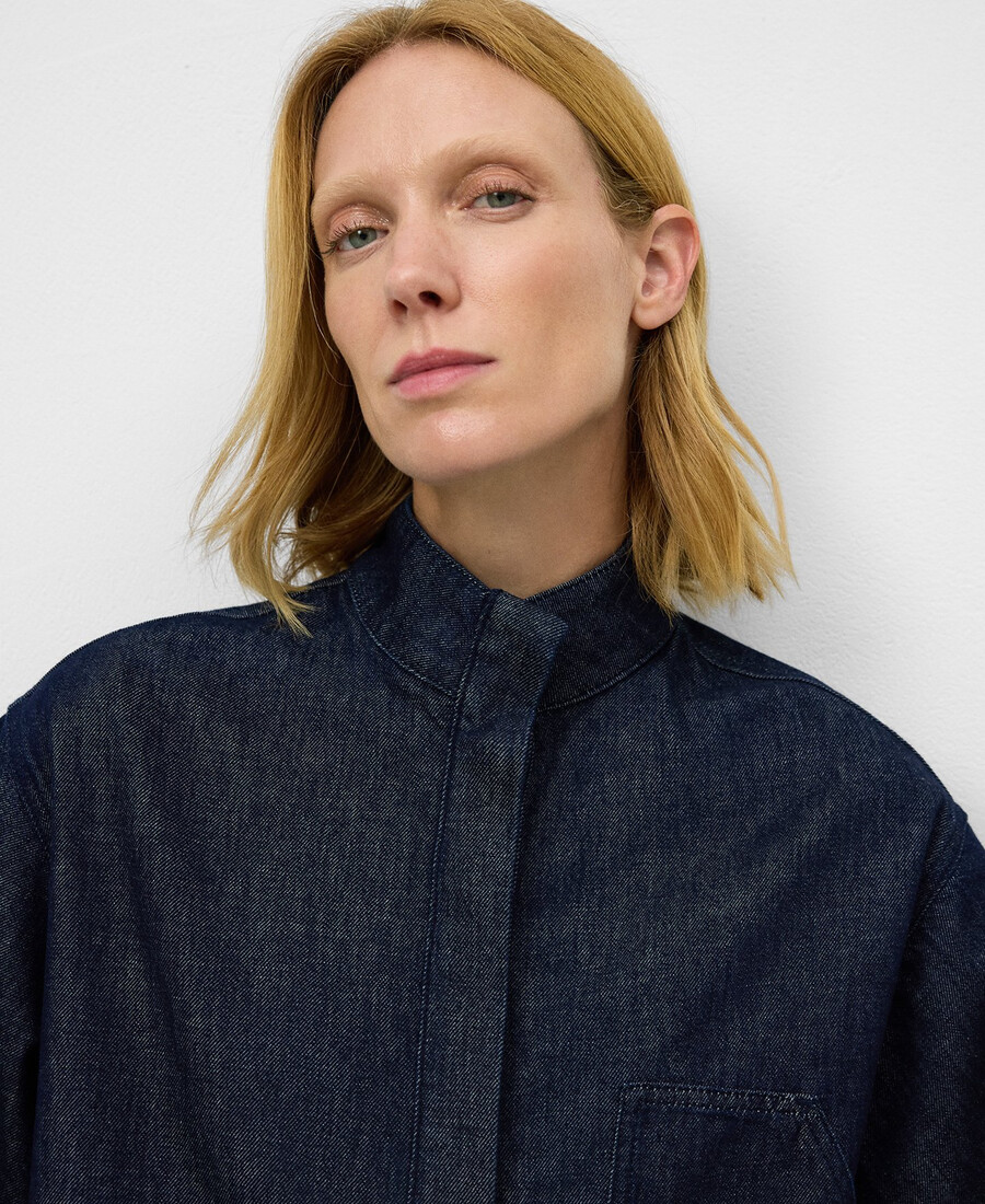 kastenförmiges jeanshemd aus baumwolle für damen