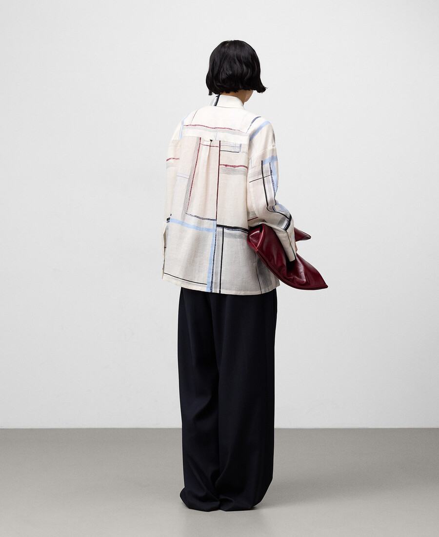 damenbluse mit ramie-print oversize-größe