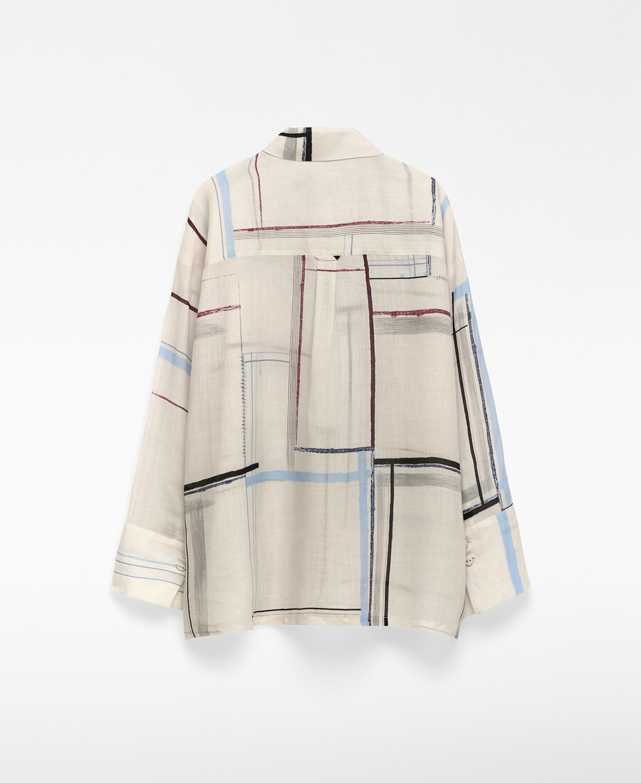damenbluse mit ramie-print oversize-größe