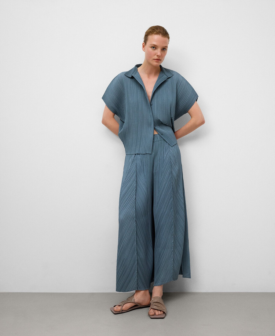 kurzarm-crinkle-hemd für damen