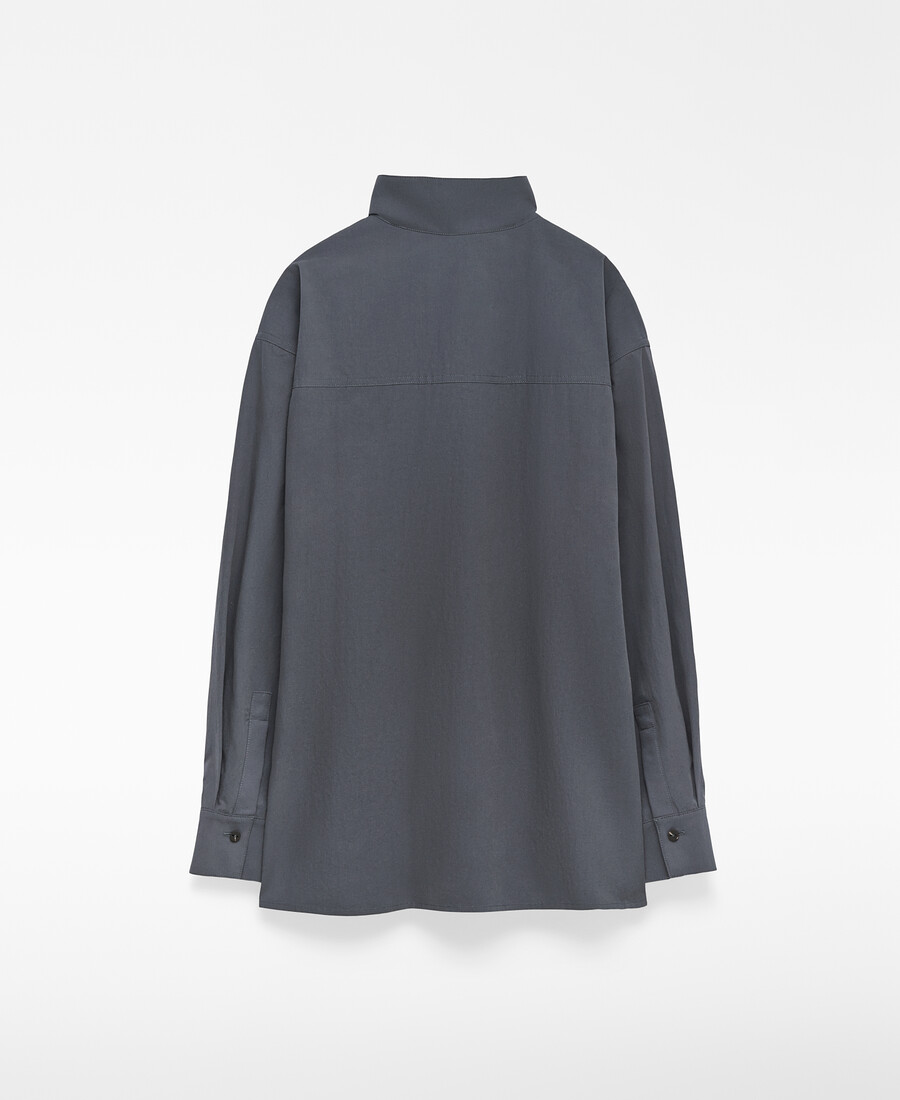 damenbluse mit stehkragen und gürtel