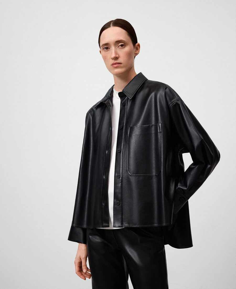 schwarzes damen-overshirt aus nicht-leder