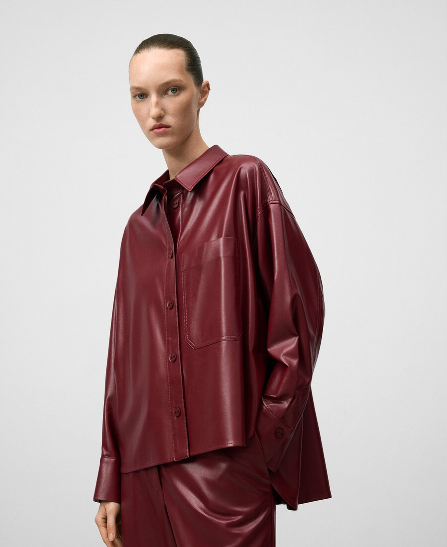 leder-nicht-leder rotes Überhemd für damen