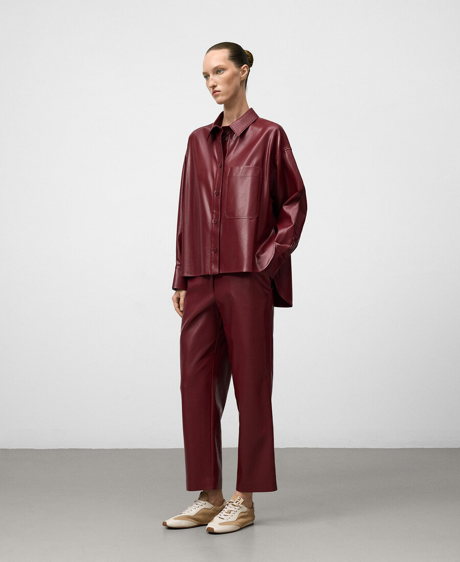leder-nicht-leder rotes Überhemd für damen