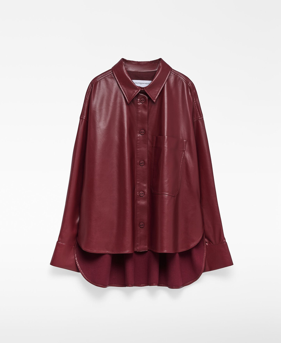 leder-nicht-leder rotes Überhemd für damen