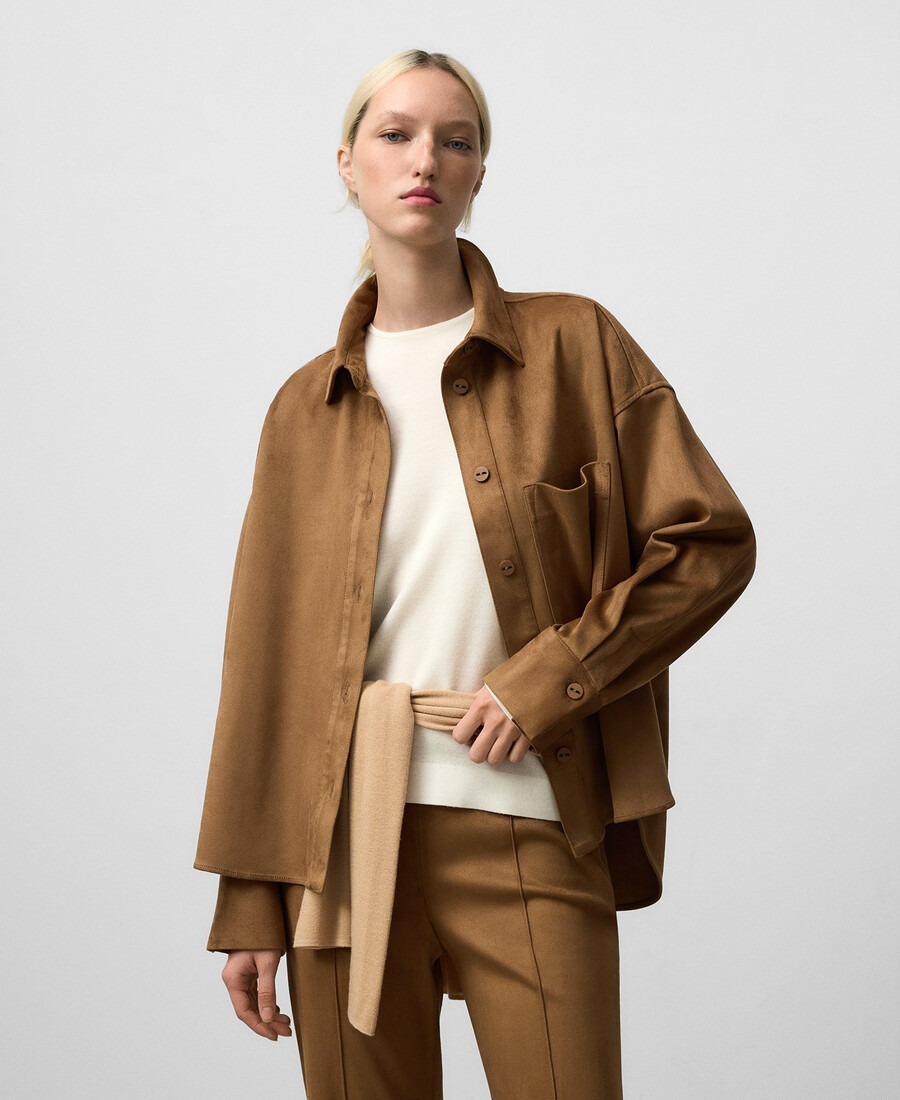 damen-overshirt aus kunstwildleder