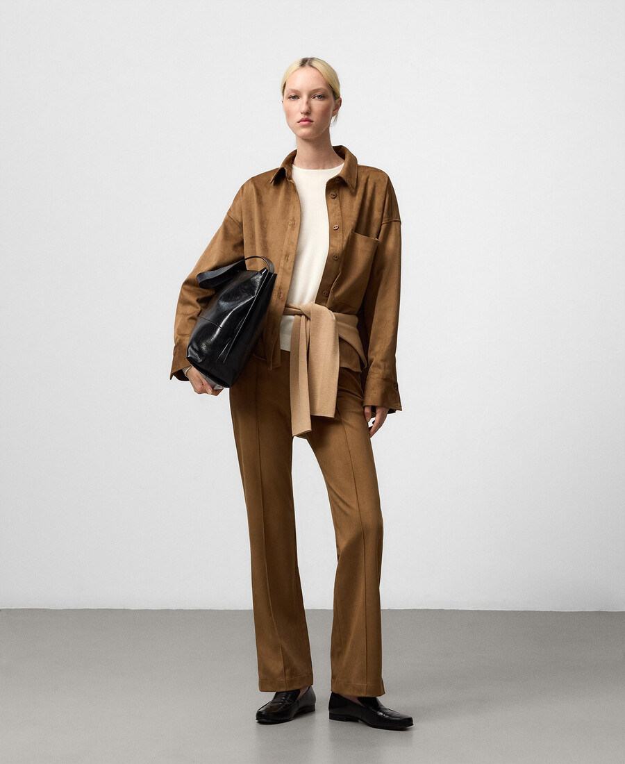 damen-overshirt aus kunstwildleder