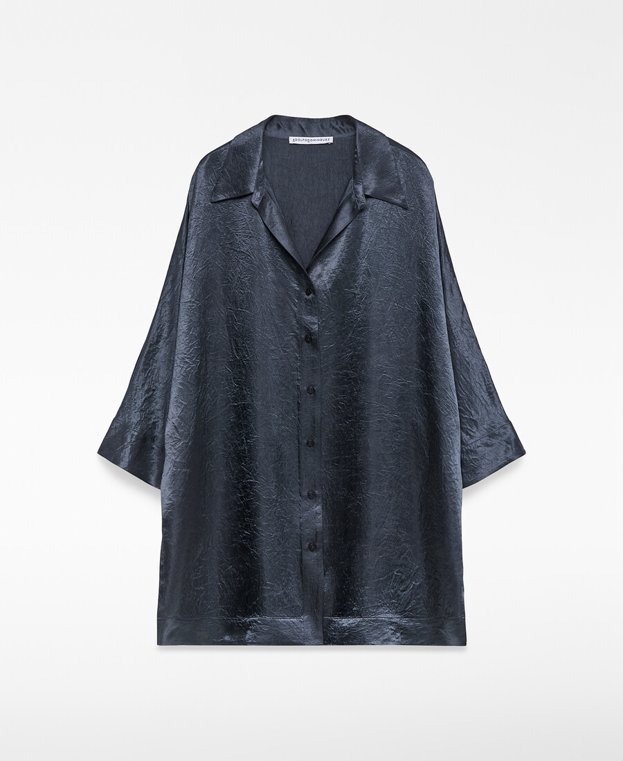 oversize-hemd aus crinkle-satin für damen