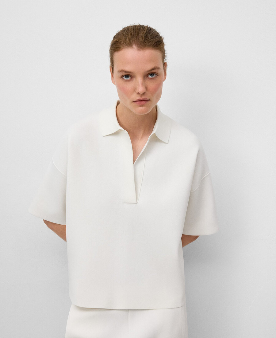 strick-poloshirt mit kurzen Ärmeln für damen
