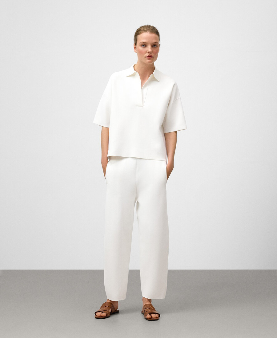 strick-poloshirt mit kurzen Ärmeln für damen
