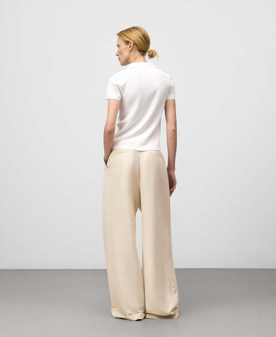 strick-poloshirt mit kurzen Ärmeln für damen