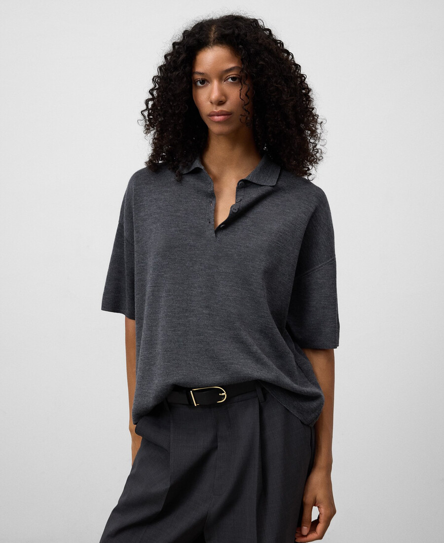 oversize-strickpoloshirt für damen