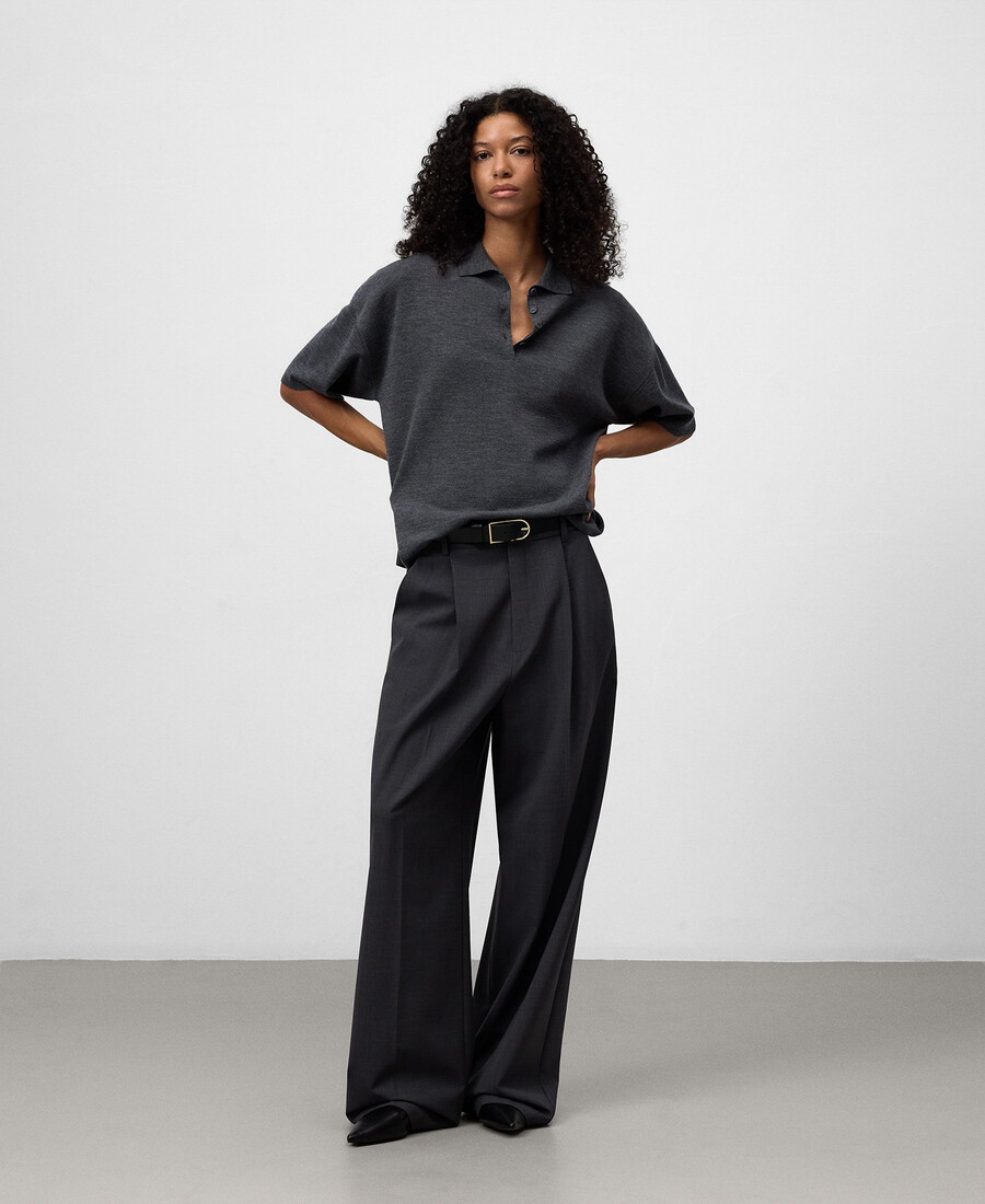 oversize-strickpoloshirt für damen