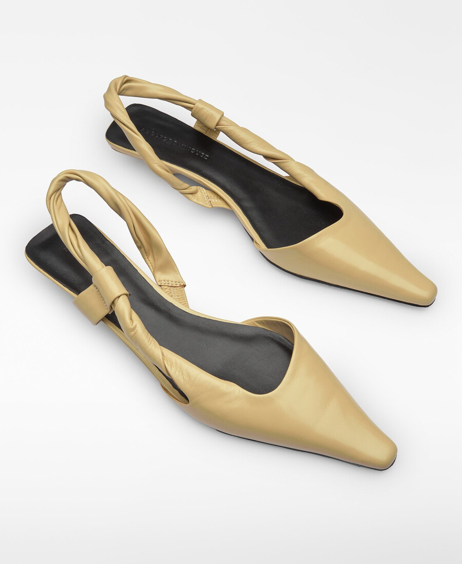 damen-slingback-schuhe aus leder mit niedrigem absatz