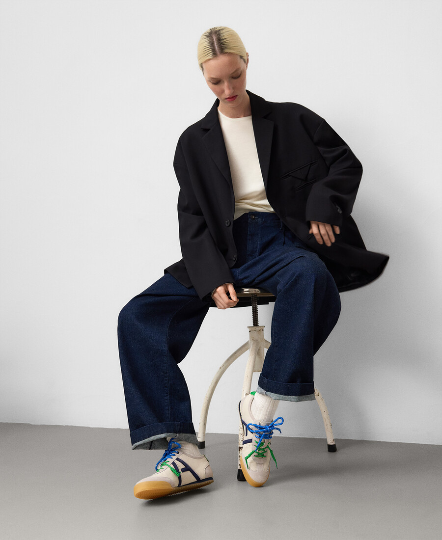 maxi-logo-sneaker aus leder für damen
