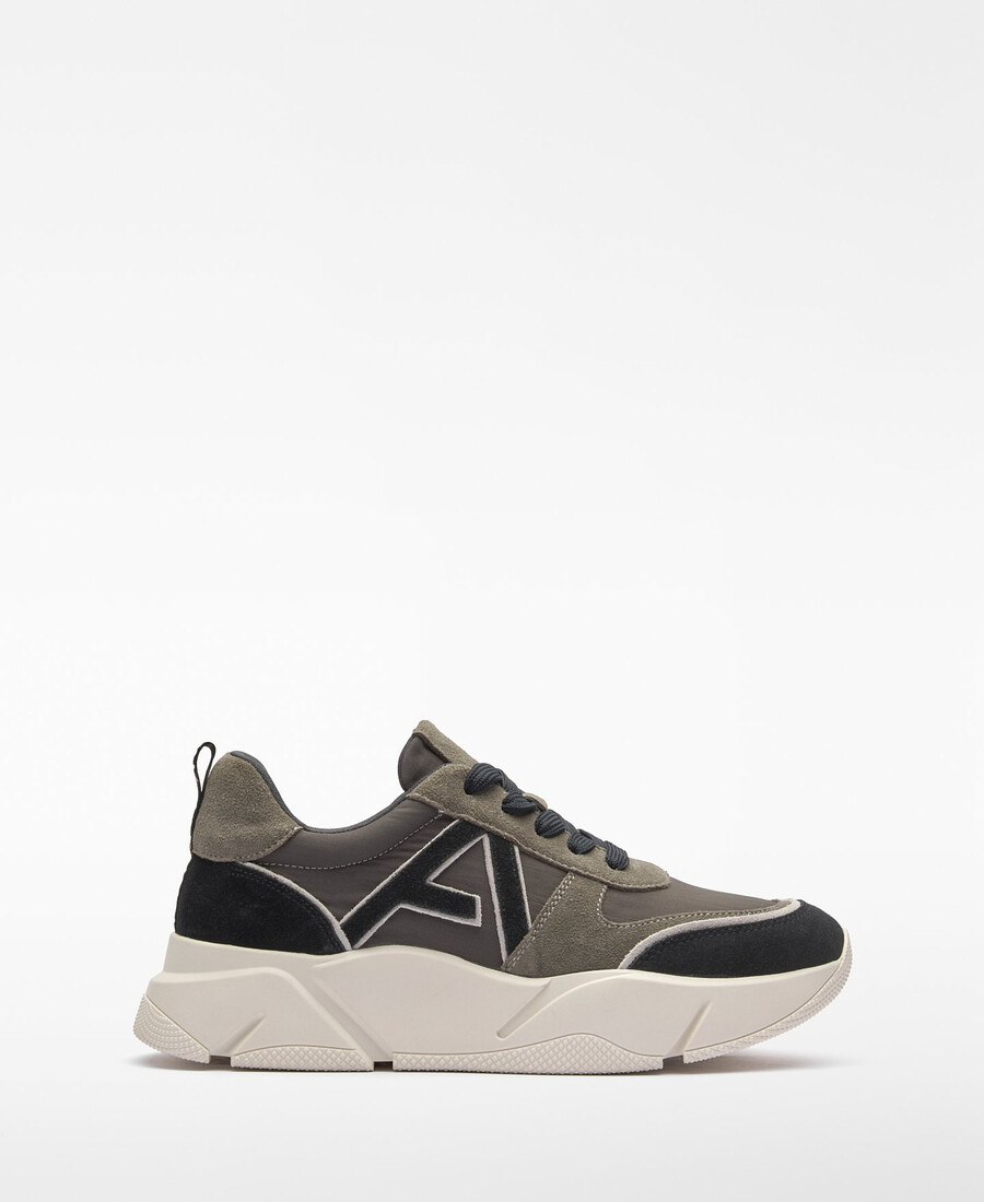 damen-plateausneaker aus wildleder und nylon