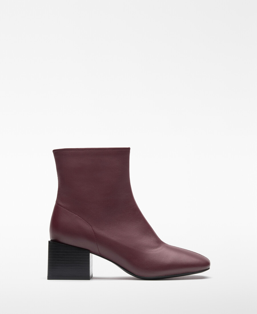 damen-ankle-boot aus leder mit runder zehenpartie