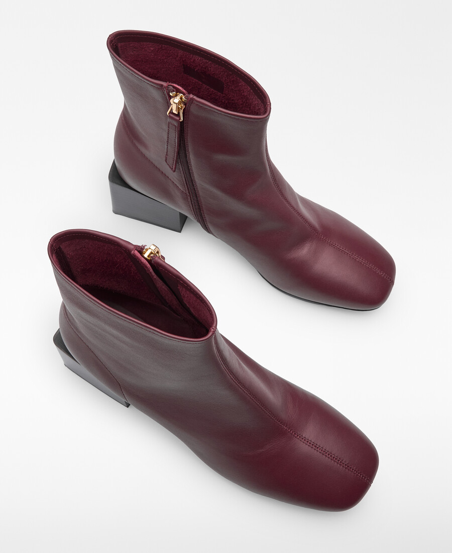 damen-ankle-boot aus leder mit runder zehenpartie