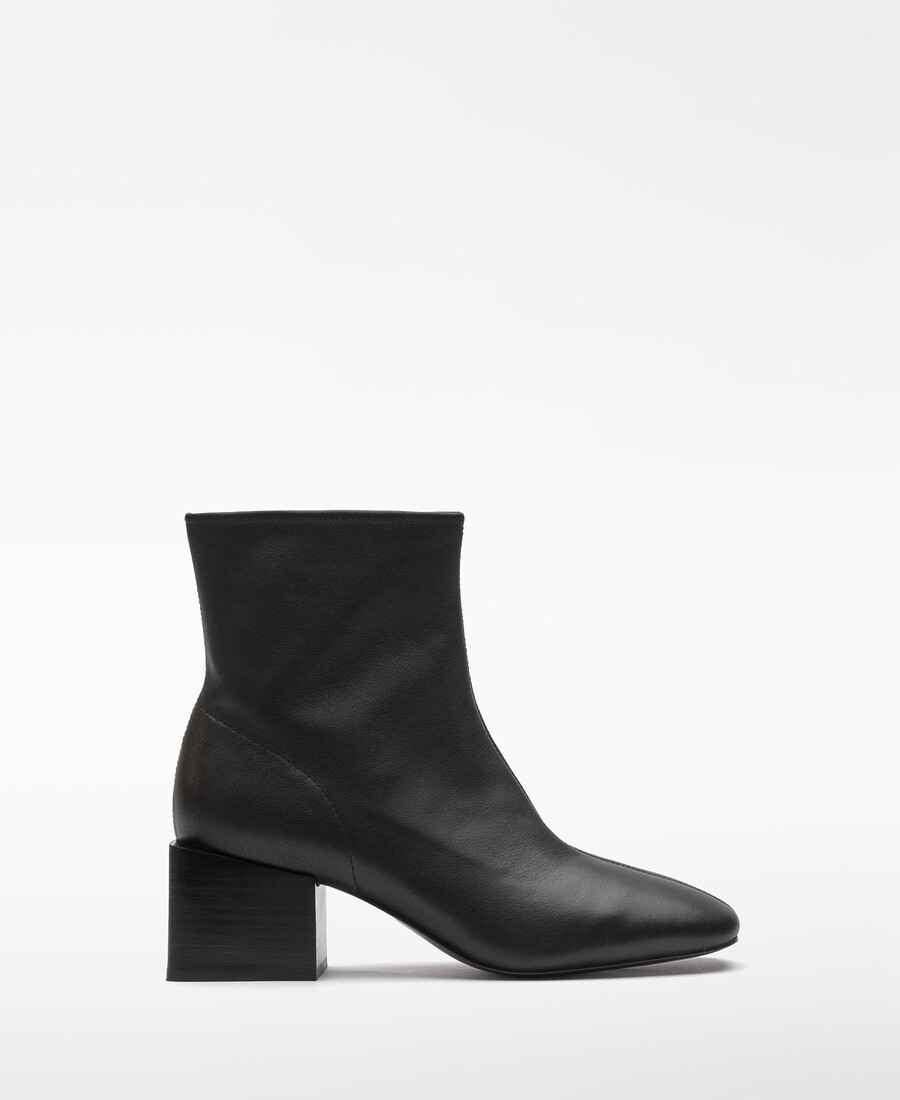 damen-ankle-boot aus leder mit runder zehenpartie