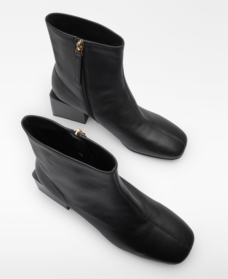 damen-ankle-boot aus leder mit runder zehenpartie