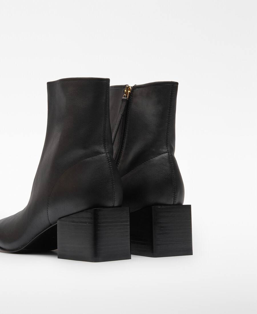 damen-ankle-boot aus leder mit runder zehenpartie
