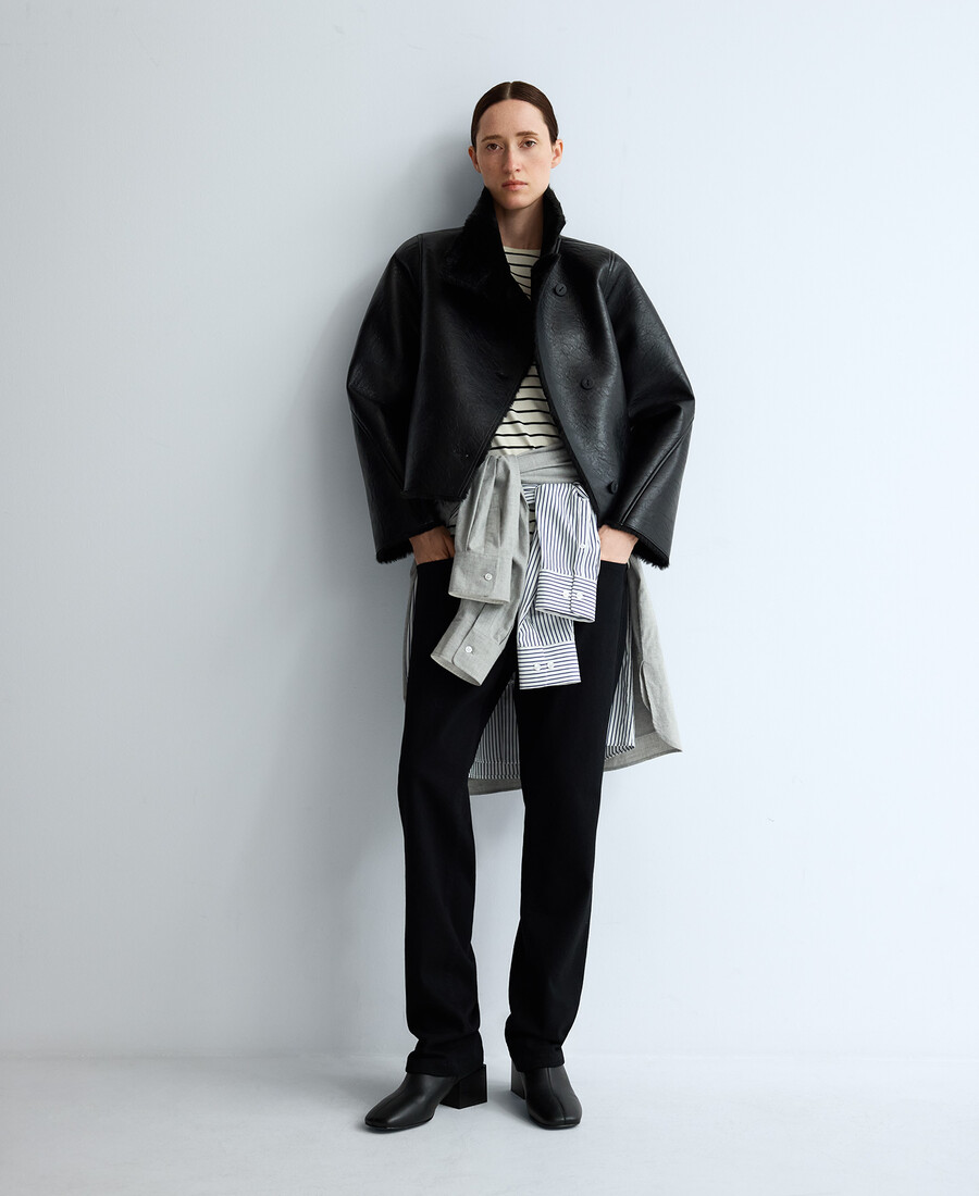 damen-ankle-boot aus leder mit runder zehenpartie