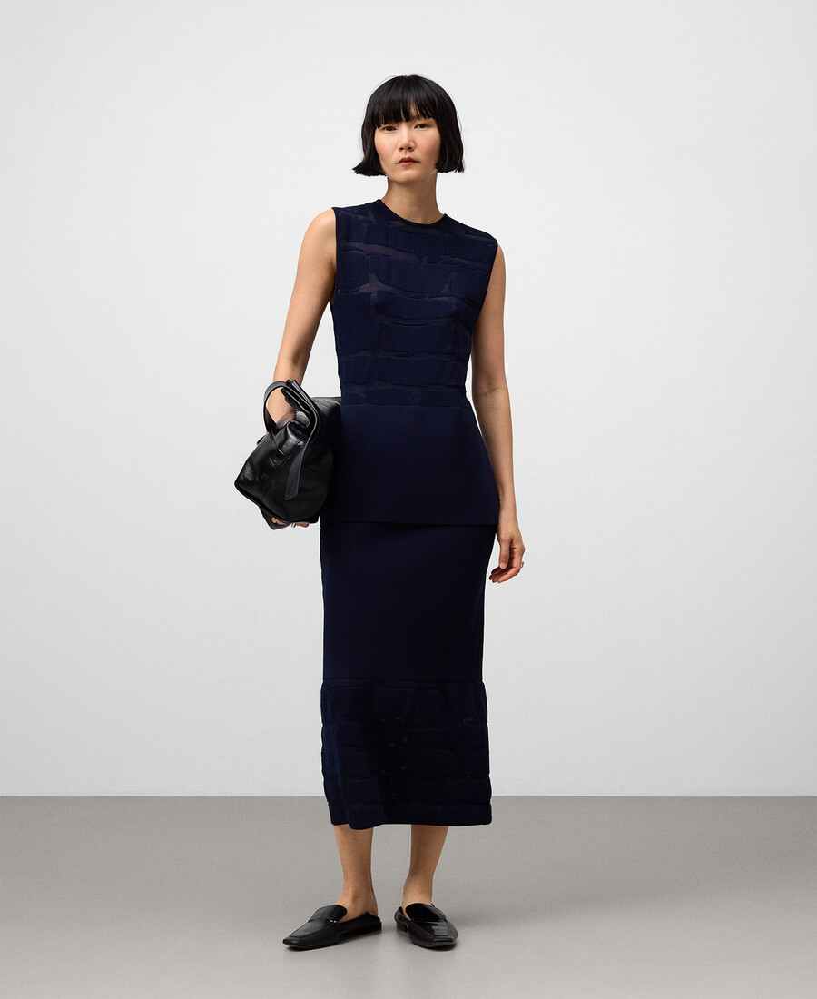 jacquard-strickrock mit geradem schnitt für damen