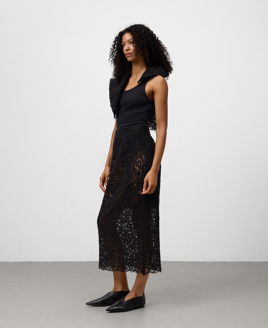 bestickter gerader strickrock für damen