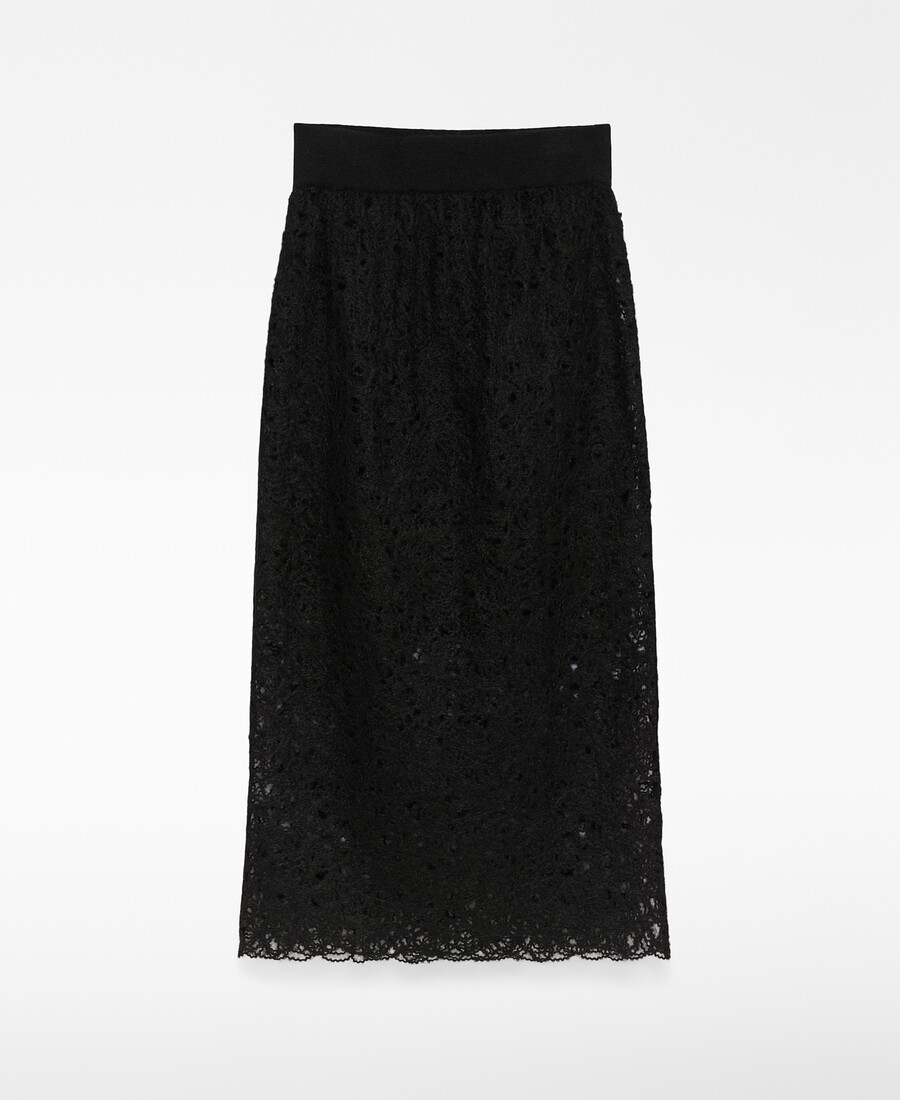 bestickter gerader strickrock für damen