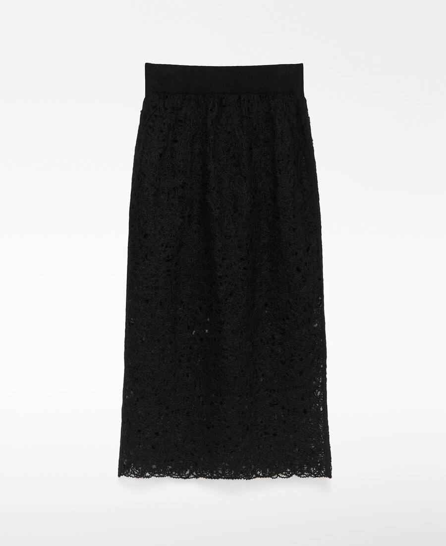bestickter gerader strickrock für damen