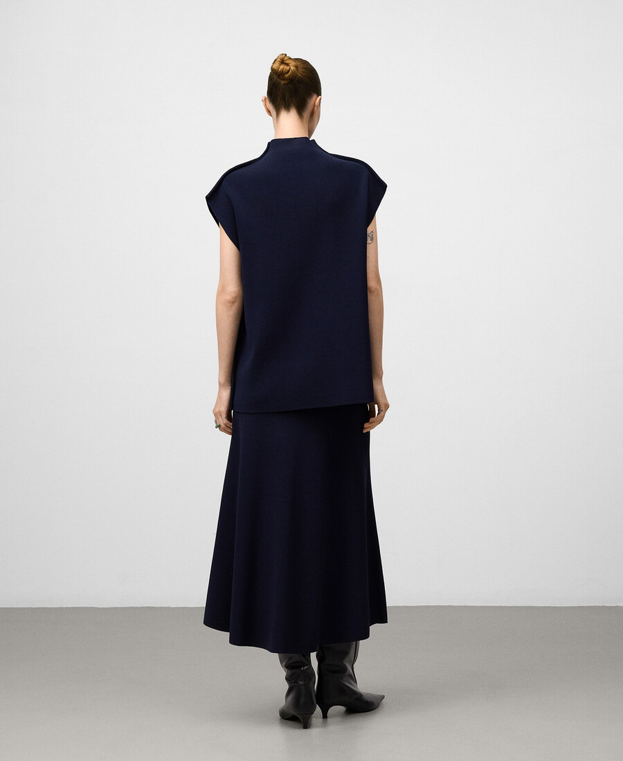 marineblauer a-linien-strickrock für damen