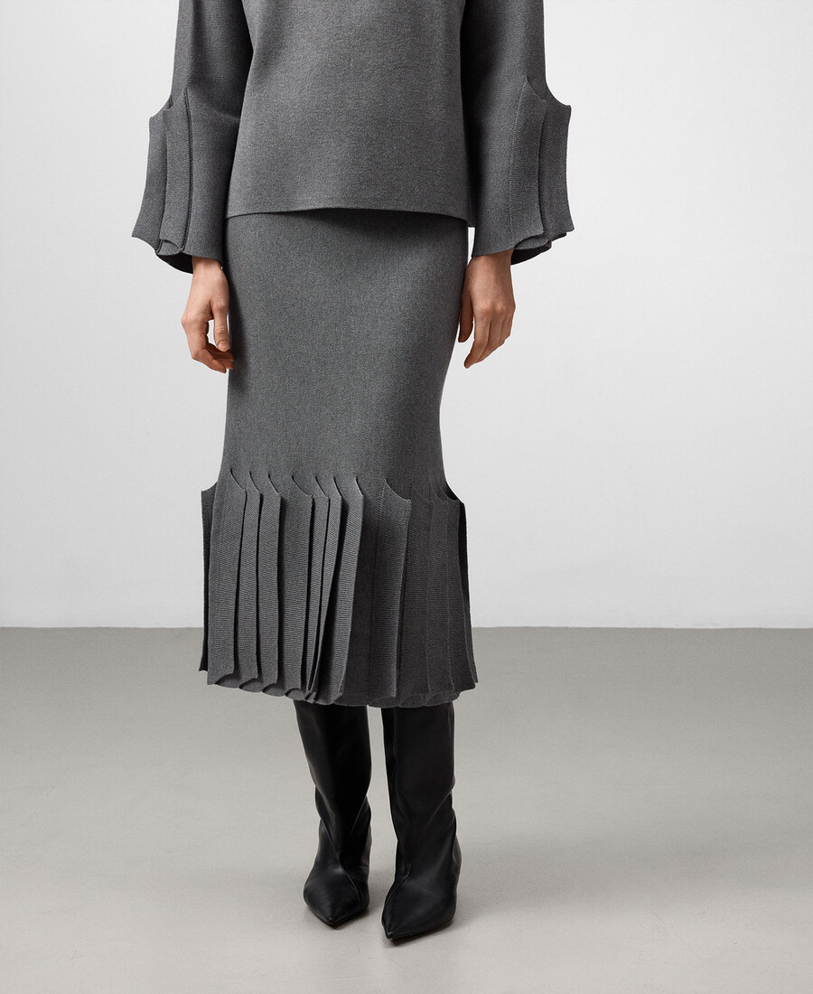 damen-strickrock mit faltensaum