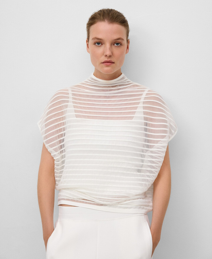 transparenter gestreifter pullover für frauen