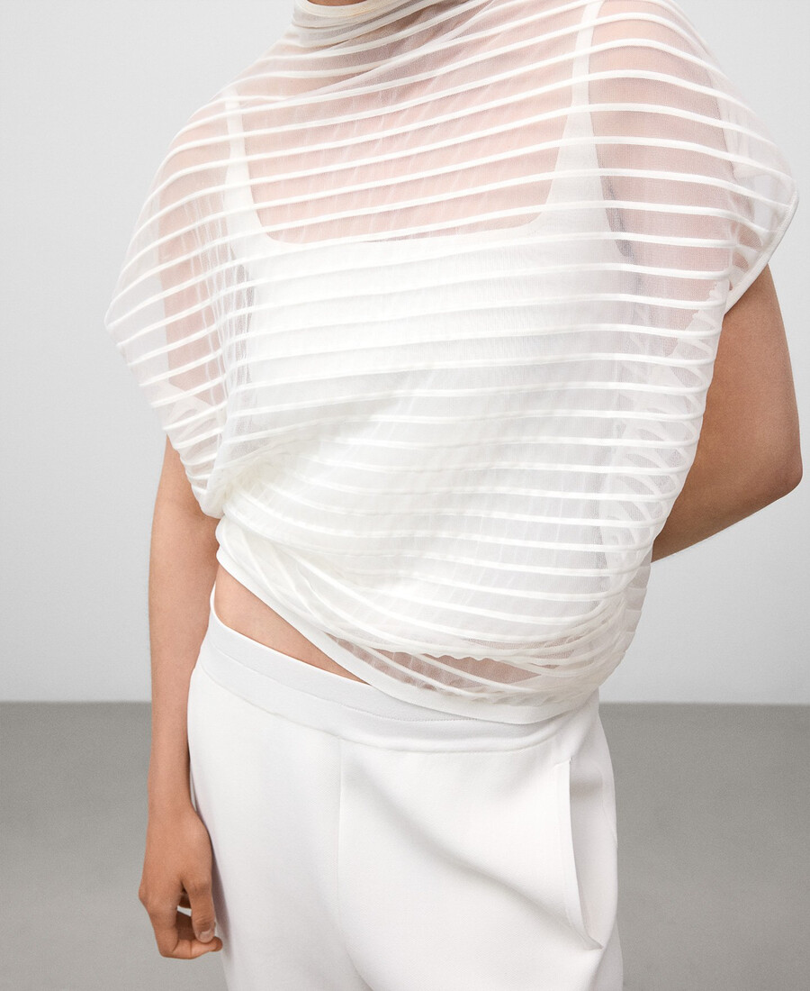 transparenter gestreifter pullover für frauen
