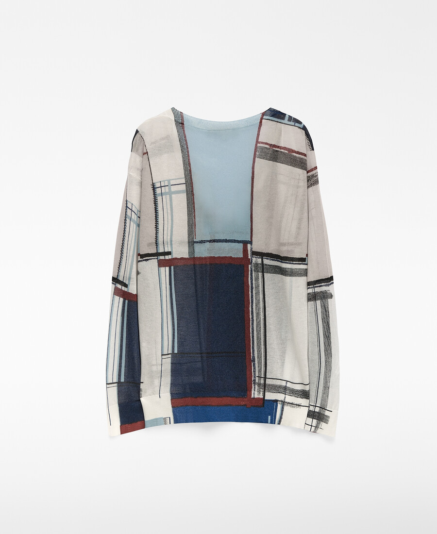 bedruckter v-ausschnitt-pullover für damen
