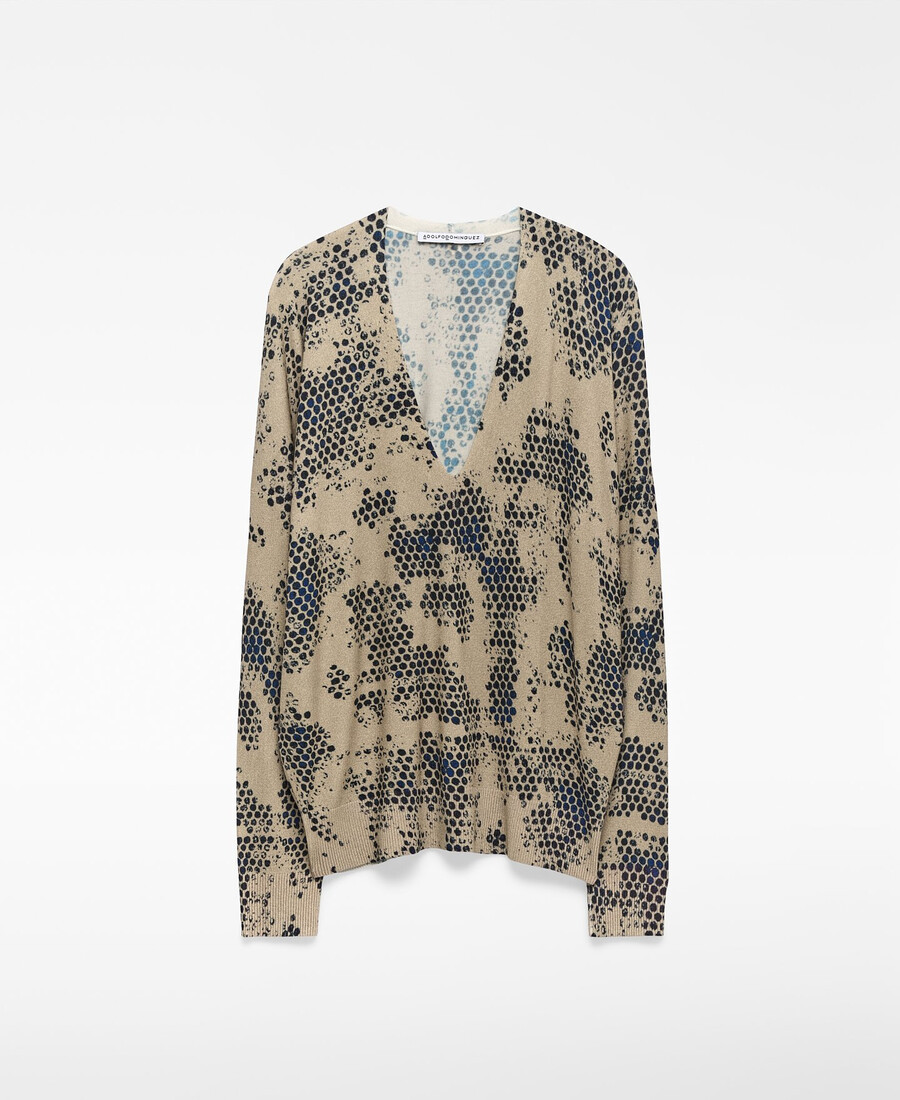 damenpullover mit v-ausschnitt und print