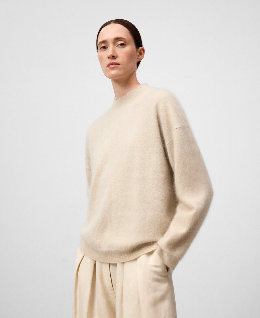 kaschmirpullover mit perkins-kragen für damen
