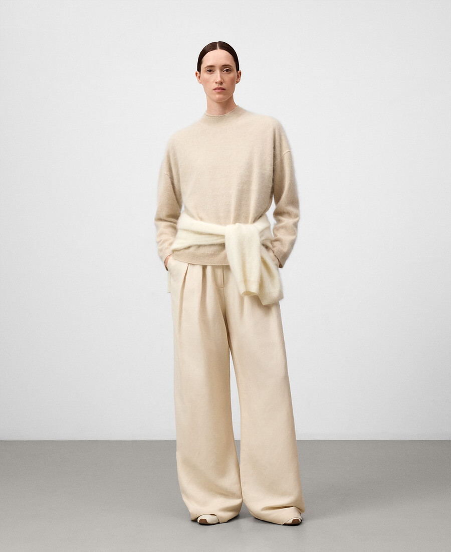 kaschmirpullover mit perkins-kragen für damen