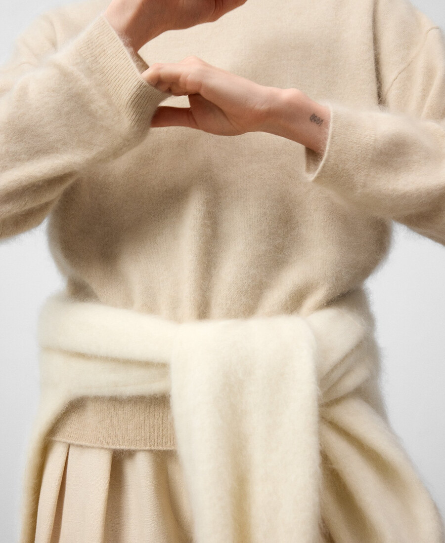 kaschmirpullover mit perkins-kragen für damen