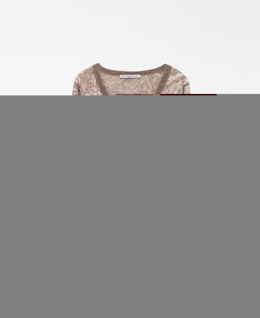 damenpullover mit jacquard-strickmuster und print