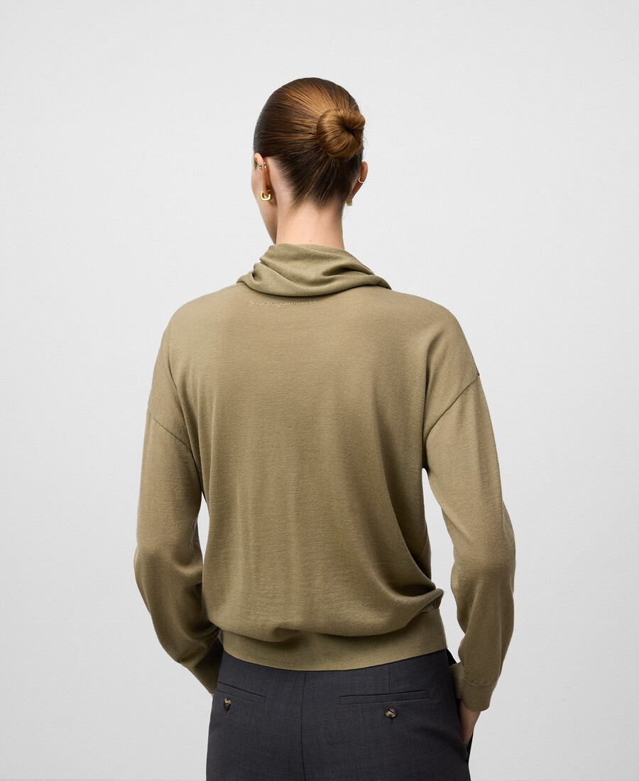 damenpullover aus merinowolle mit schalkragen