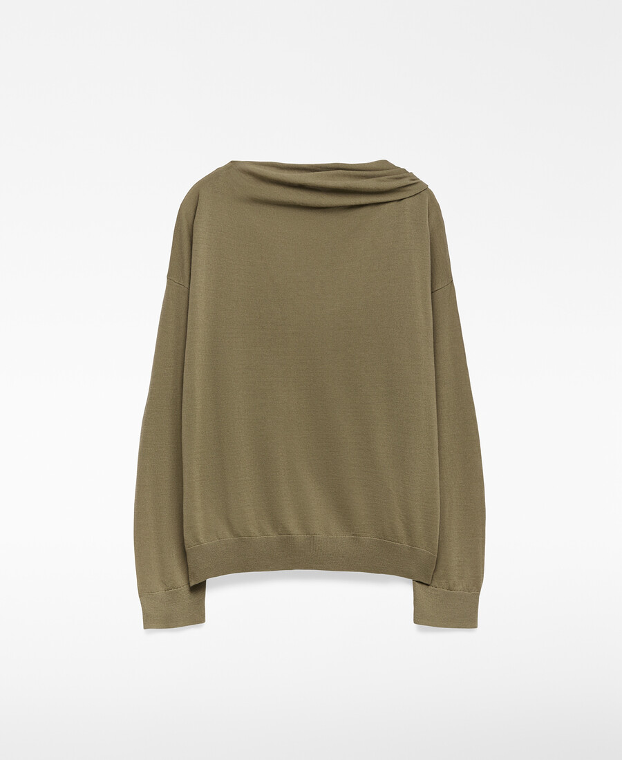 damenpullover aus merinowolle mit schalkragen