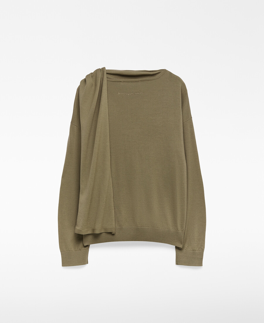 damenpullover aus merinowolle mit schalkragen